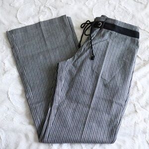 Grey and Black Striped Bootcut Tie Pants